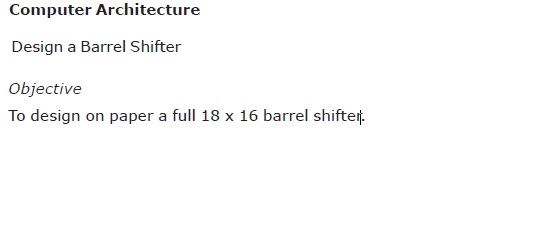Solved Computer ArchitectureDesign a Barrel