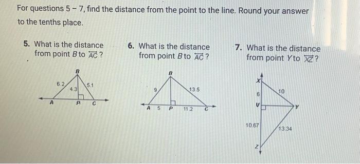 Solved For questions 5-7, find the distance from the point | Chegg.com
