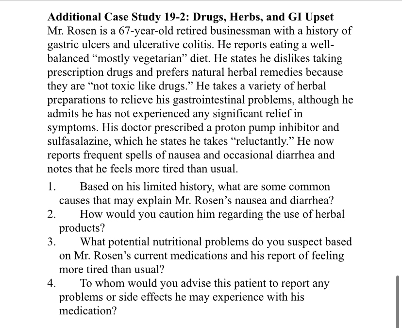 Solved Additional Case Study 192 Drugs, Herbs, and GI