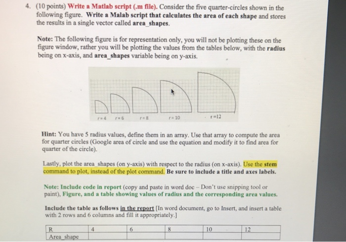 Solved 4. (10 points) Write a Matlab script (.m file). | Chegg.com