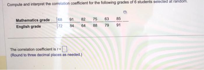 Solved Compute and interpret the correlation coefficient for | Chegg.com