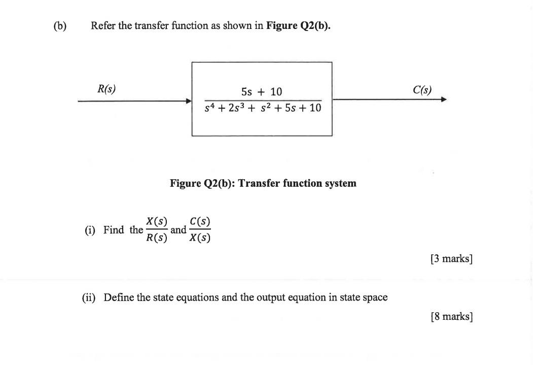 Solved (b) Refer The Transfer Function As Shown In Figure | Chegg.com