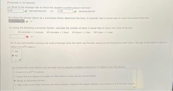 Solved 29 kernels in 30 seconds (a) What is the average rate | Chegg.com