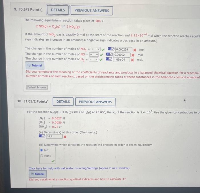 Solved 9) The following reaction takes place at 184C.2 NO(g) | Chegg.com