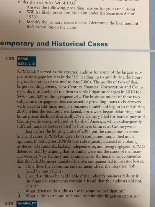 Solved under the Securities Act of 1933. Answer the | Chegg.com