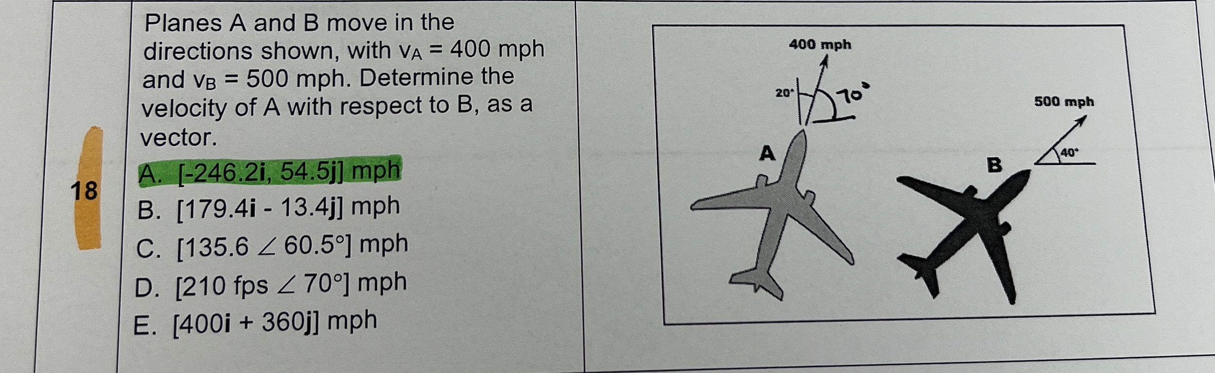 Solved Planes A and B ﻿move in thedirections shown, with | Chegg.com
