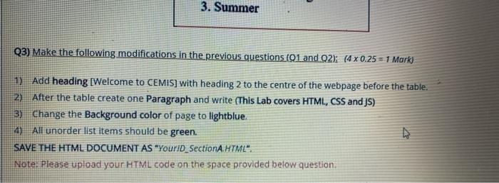 Solved Q1: Write the necessary HTML code that displays the | Chegg.com