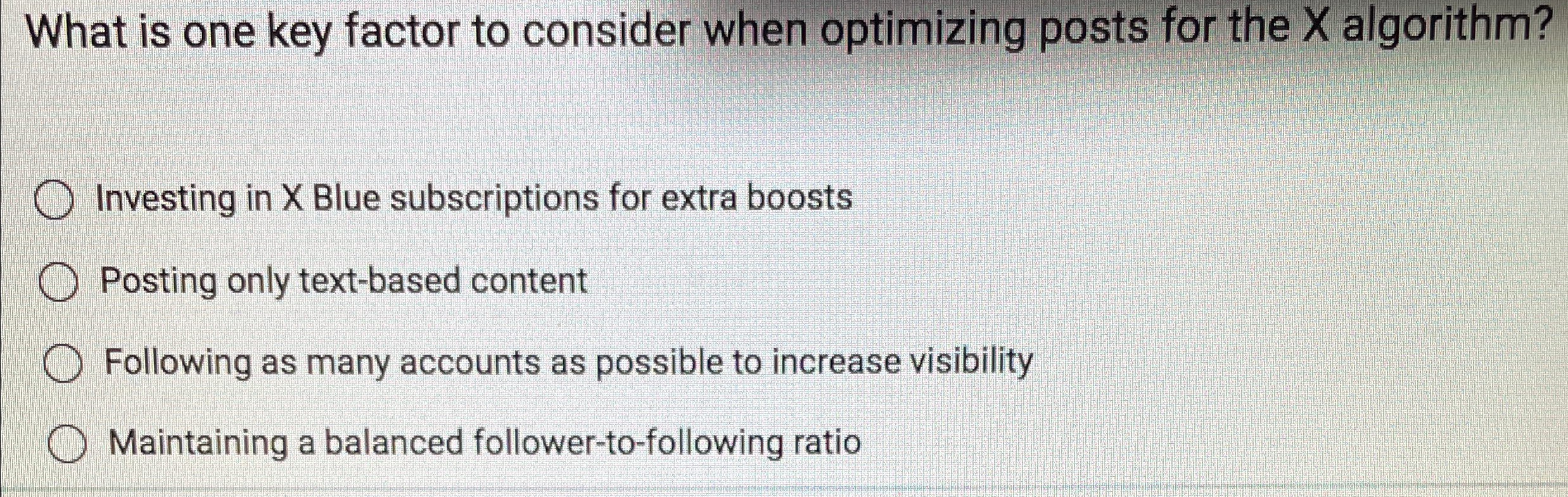 Solved What is one key factor to consider when optimizing | Chegg.com