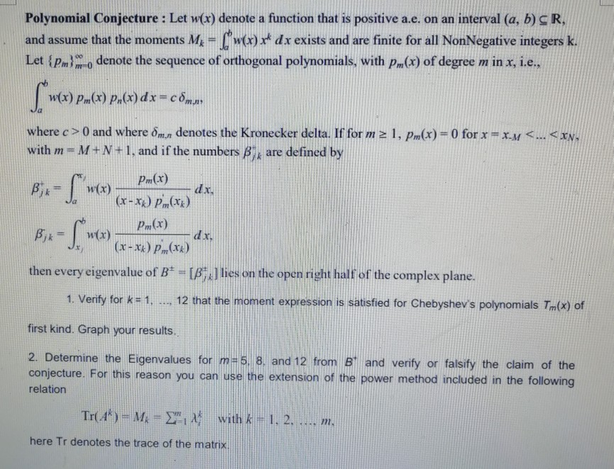 Polynomial Conjecture Let W X Denote A Function Chegg Com