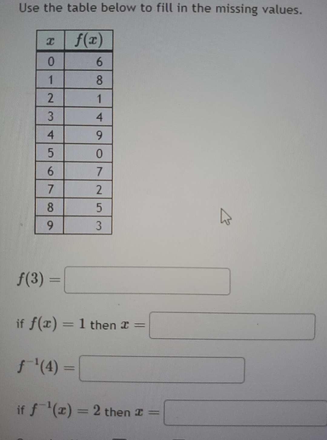 Solved Use the table below to fill in the missing | Chegg.com
