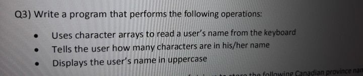 Solved Q3) Write a program that performs the following | Chegg.com
