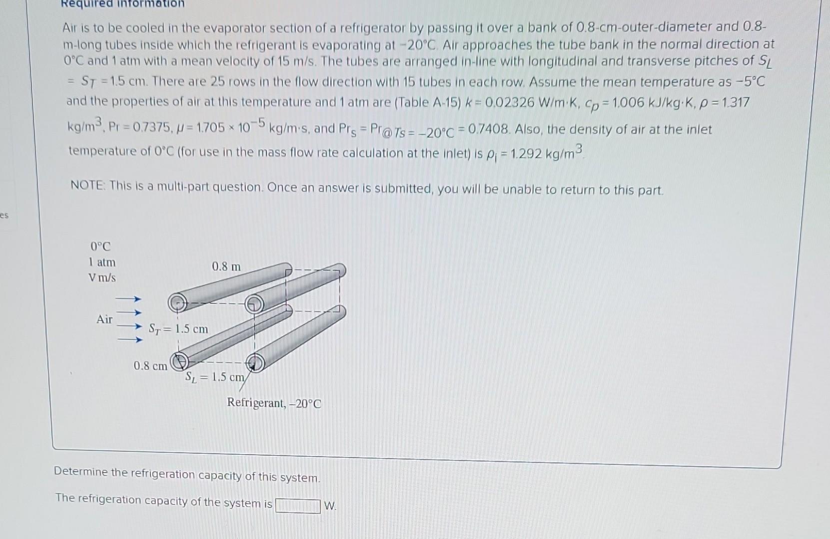 Solved Air is to be cooled in the evaporator section of a | Chegg.com