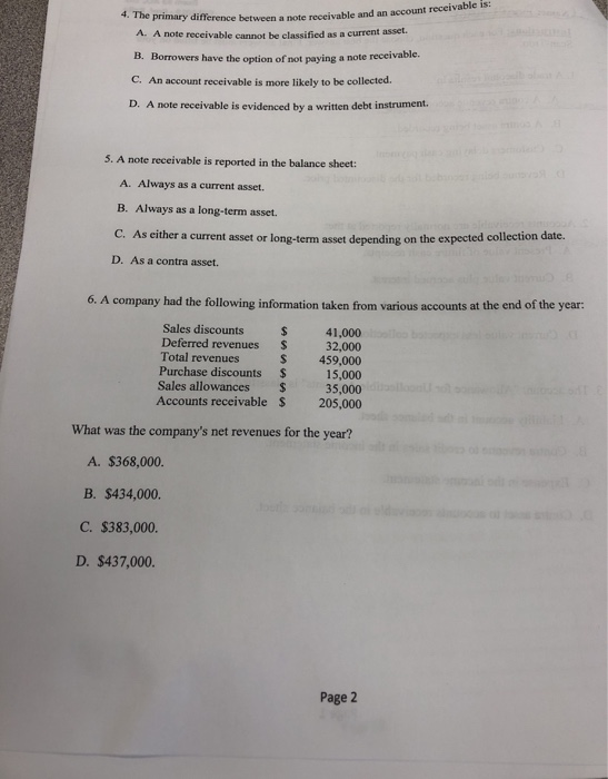 Solved 4. The Primary Difference Between A Note Receivabl...