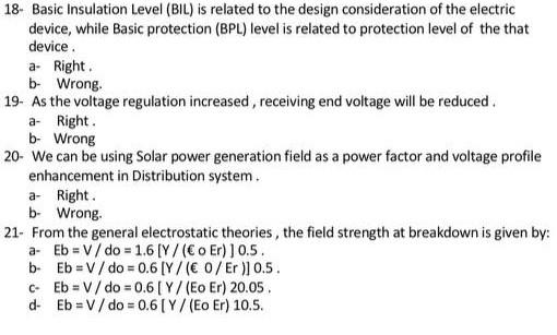 Solved 18- Basic Insulation Level (BIL) Is Related To The | Chegg.com