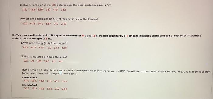 Solved 2. (a) A-20 nC charge and a 8 nC charge are located | Chegg.com