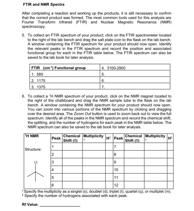 Solved FTIR and NMR Spectra After completing a reaction and | Chegg.com