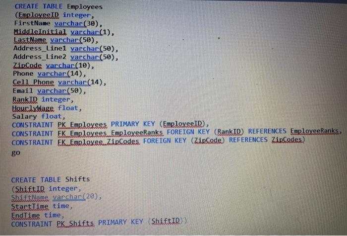 Solved Step 1: Table Creation Create a new database and | Chegg.com