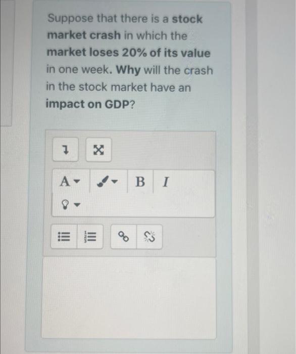 stock market crash essay questions