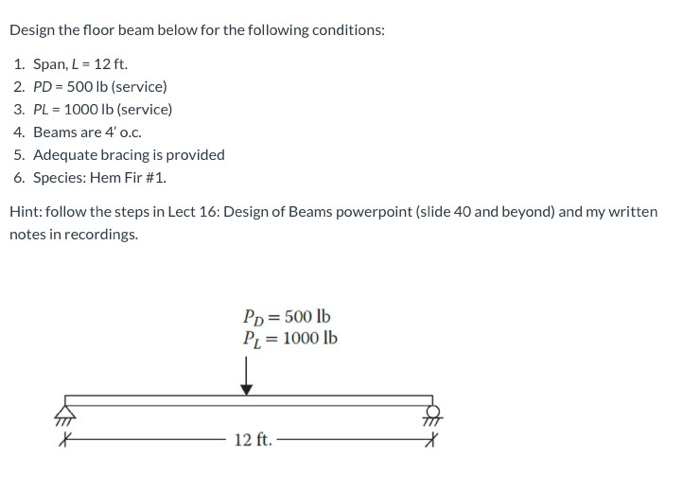 Design The Floor Beam Below For The Following Cond Chegg Com