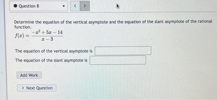 give the equation of the vertical asymptote