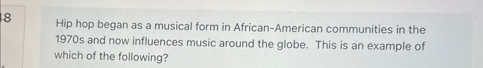 Solved Hip Hop Began As A Musical Form In African-American | Chegg.Com