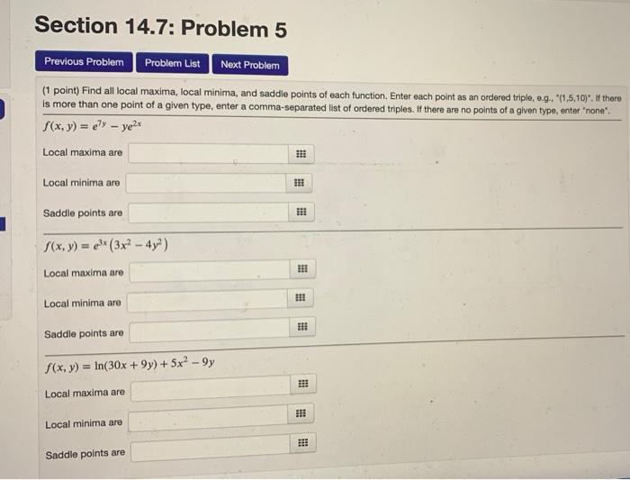 Solved Section 14.7: Problem 5 Previous Problem Problem List | Chegg.com