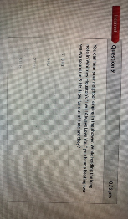 Solved Incorrect Question 9 072 pts You can hear your | Chegg.com