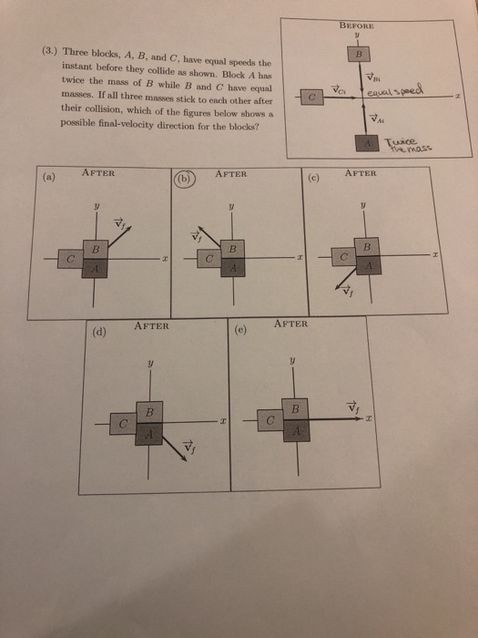 Solved BEFORE B (3.) Three Blocks, A, B, And C, Have Equal | Chegg.com