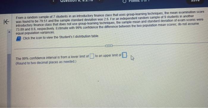 Solved From a random sample of 7 students in an introductory | Chegg.com