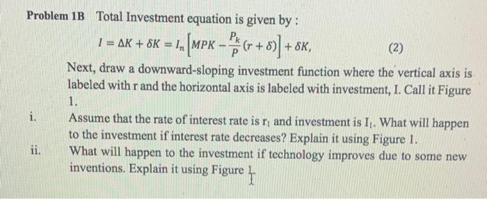 Solved Problem 1B Total Investment equation is given by : Pk | Chegg.com