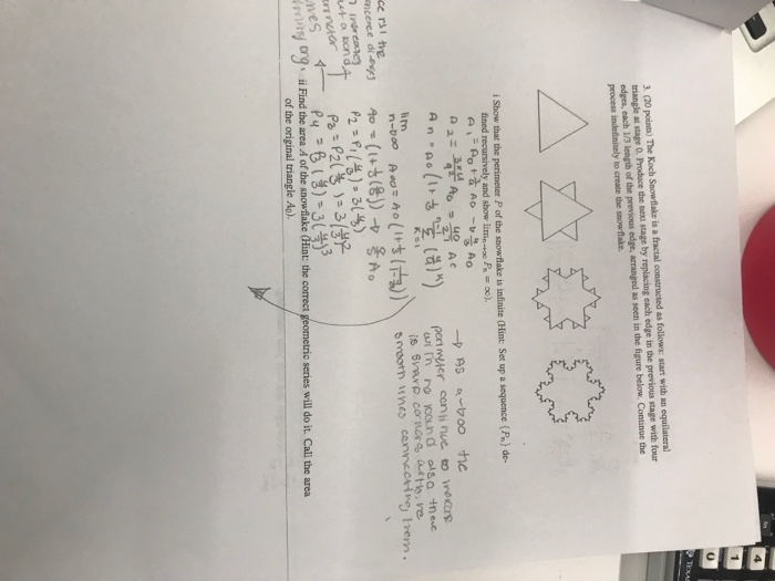 Solved 3. (20 points) The Koch Snowflake is a fractal | Chegg.com