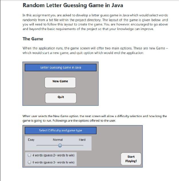 Solved Random Letter Guessing Game in Java In this | Chegg.com