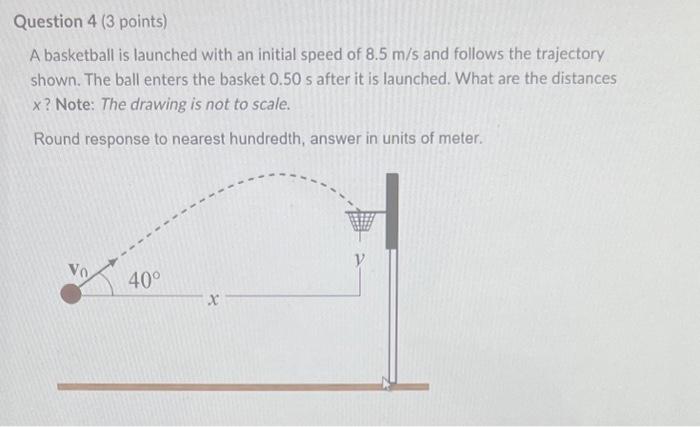 Solved A basketball is launched with an initial speed of 8.5 | Chegg.com