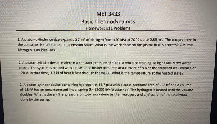 thermodynamics homework solution