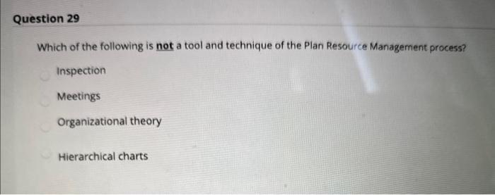 Solved Which of the following is not a tool and technique of | Chegg.com