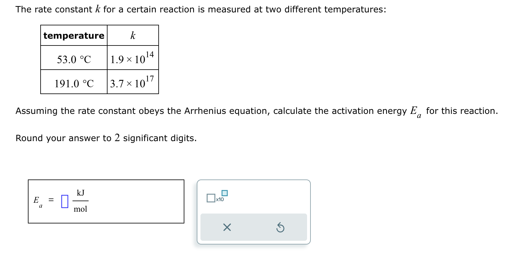 Solved The rate constant k ﻿for a certain reaction is | Chegg.com