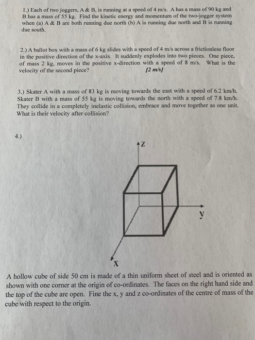 Solved 1 Each Of Two Joggers A B Is Running At A Sp Chegg Com