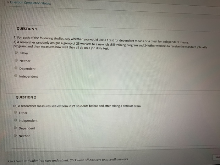 Solved Question Completion Status: QUESTION 1 1) For each of | Chegg.com