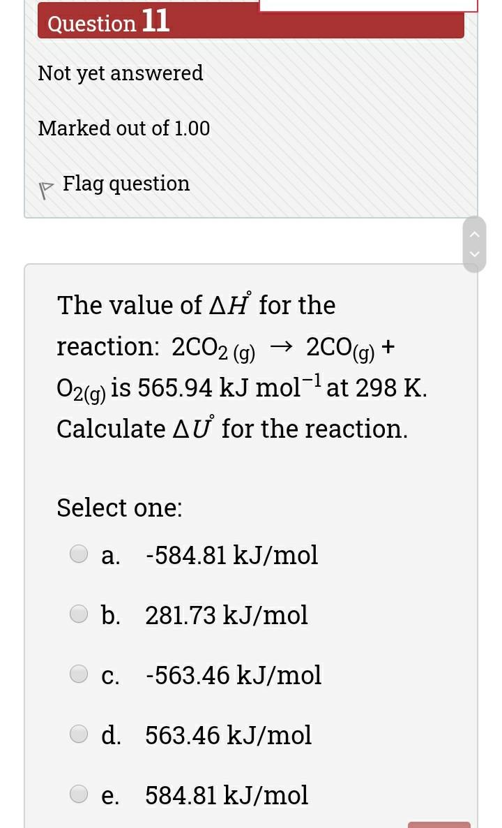 Solved Question 11 Not yet answered Marked out of 1.00 P | Chegg.com