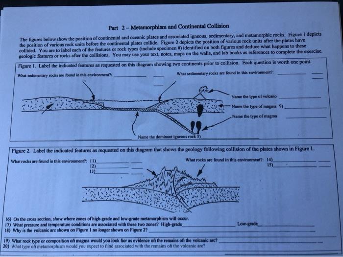 Solved Part 2 - Metamorphism and Continental Collision The | Chegg.com