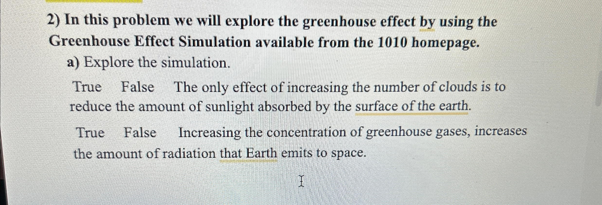 Solved In this problem we will explore the greenhouse effect | Chegg.com