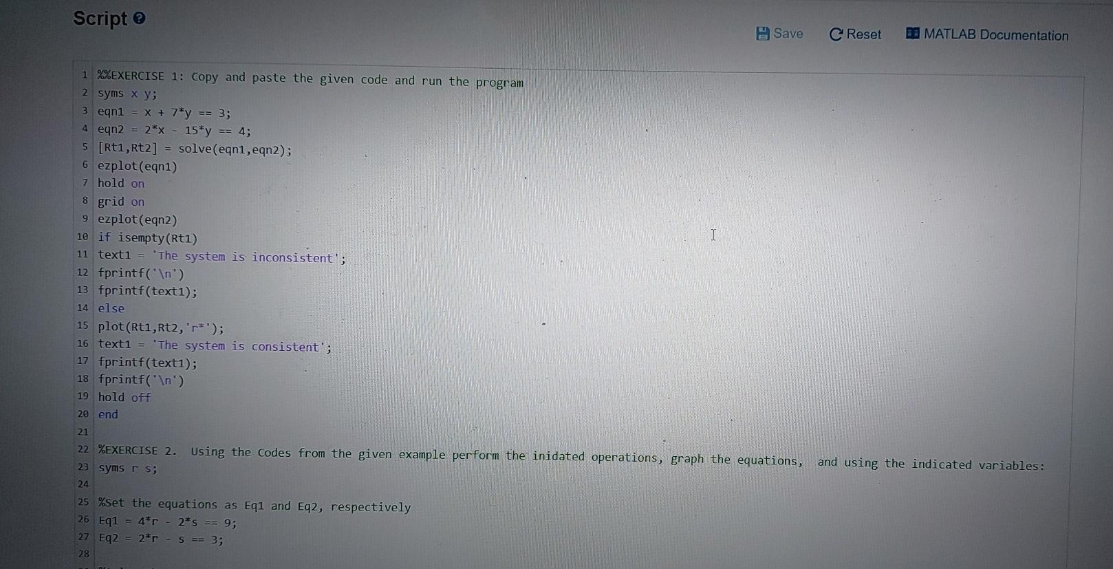 Solved 1. Copy and Run the code. 2. Solve the system of | Chegg.com