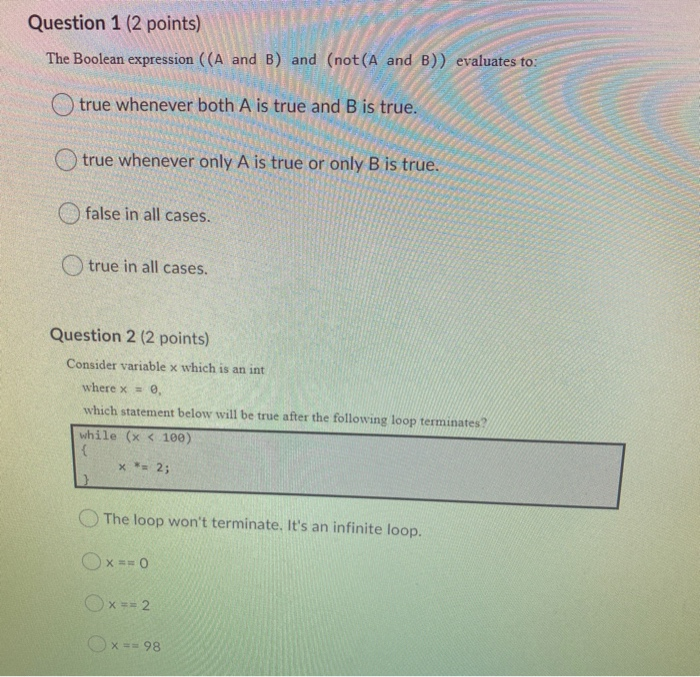 Solved Question 1 (2 Points) The Boolean Expression ((A And | Chegg.com