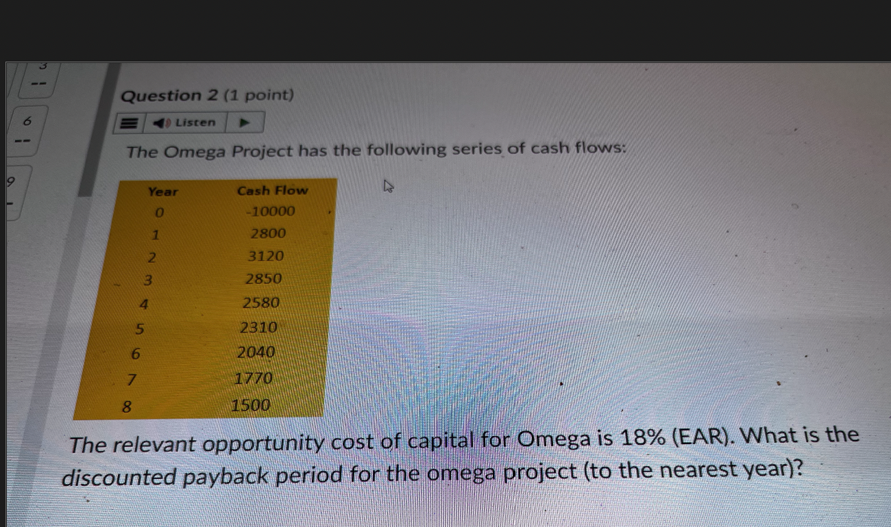 Solved Question 2 (1 ﻿point) ﻿The Omega Project has the | Chegg.com