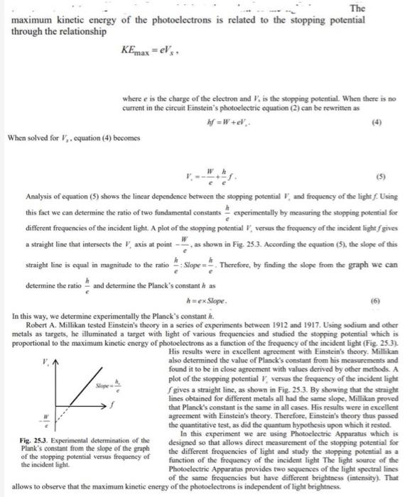 Solved The Maximum Kinetic Energy Of The Photoelectrons Is Chegg Com   Image