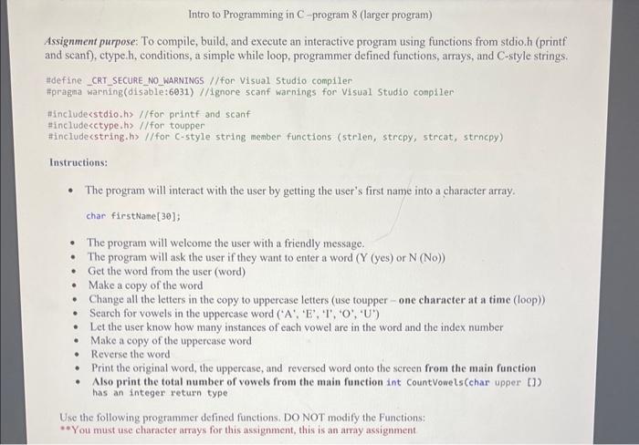 Solved Intro to Programming in C-program 8 (larger program) | Chegg.com