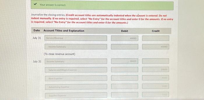 Q1, part h2: Post the closing entries and complete | Chegg.com