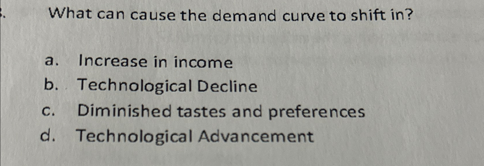 Solved What can cause the demand curve to shift in?a. | Chegg.com