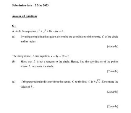 Solved A circle has equation x2+y2+8x−6y=0. (a) By using | Chegg.com