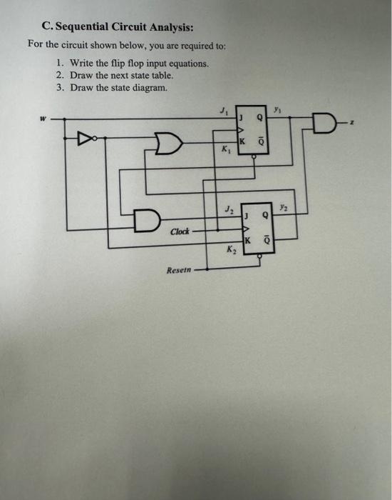 Solved C. Sequential Circuit Analysis: For the circuit shown | Chegg.com